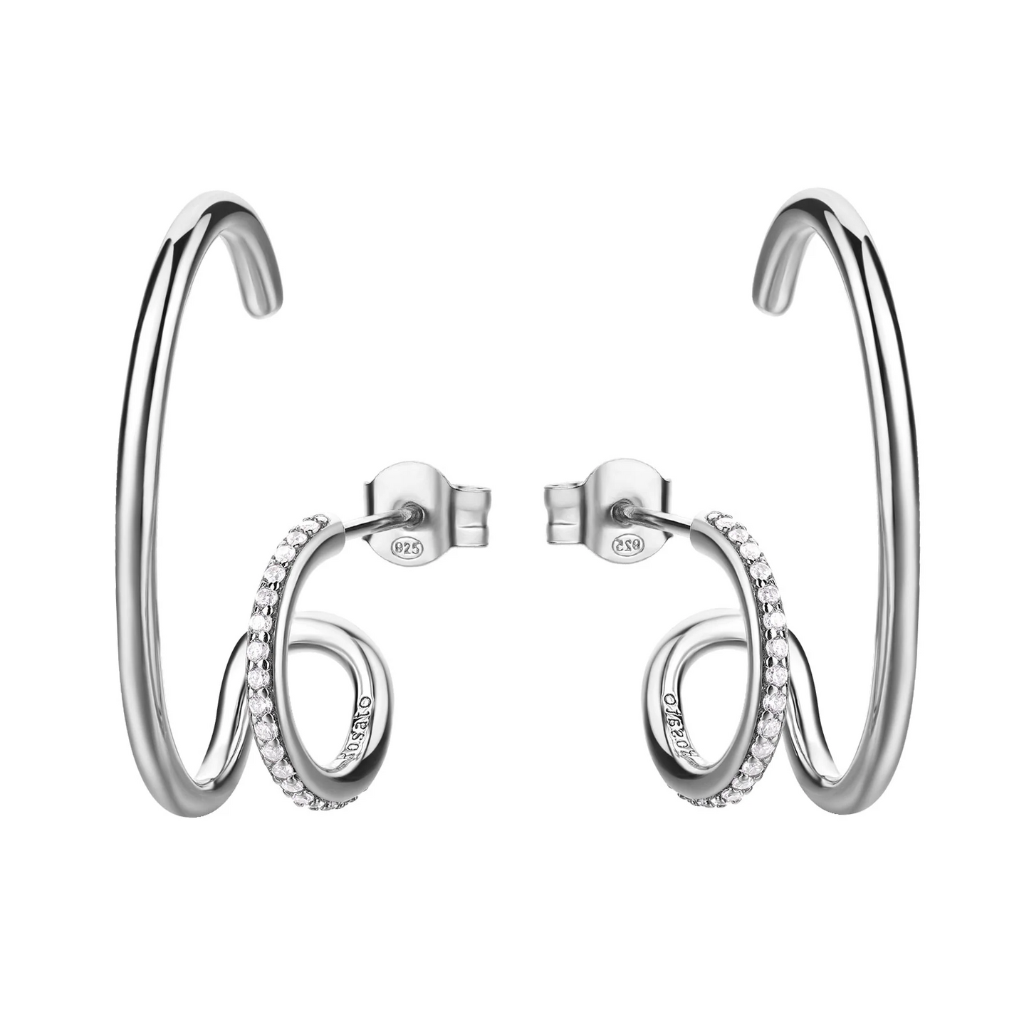 Cubic Zirconia Bianca Double Earrings in Sterling Silver