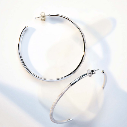 Cubic Zirconia Bianca Hoop Earrings in Sterling Silver