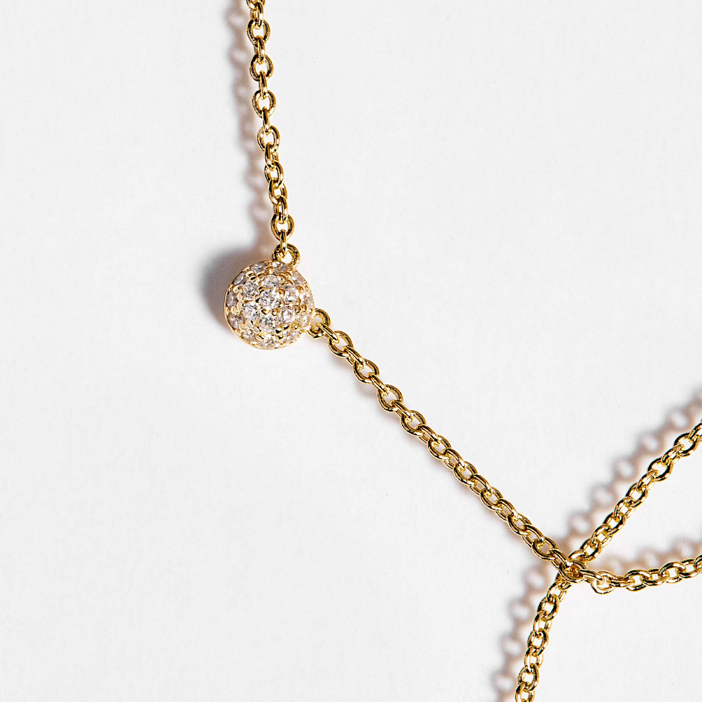 Cubic Zirconia Bianca Ball Necklace in Gold Plated Sterling Silver