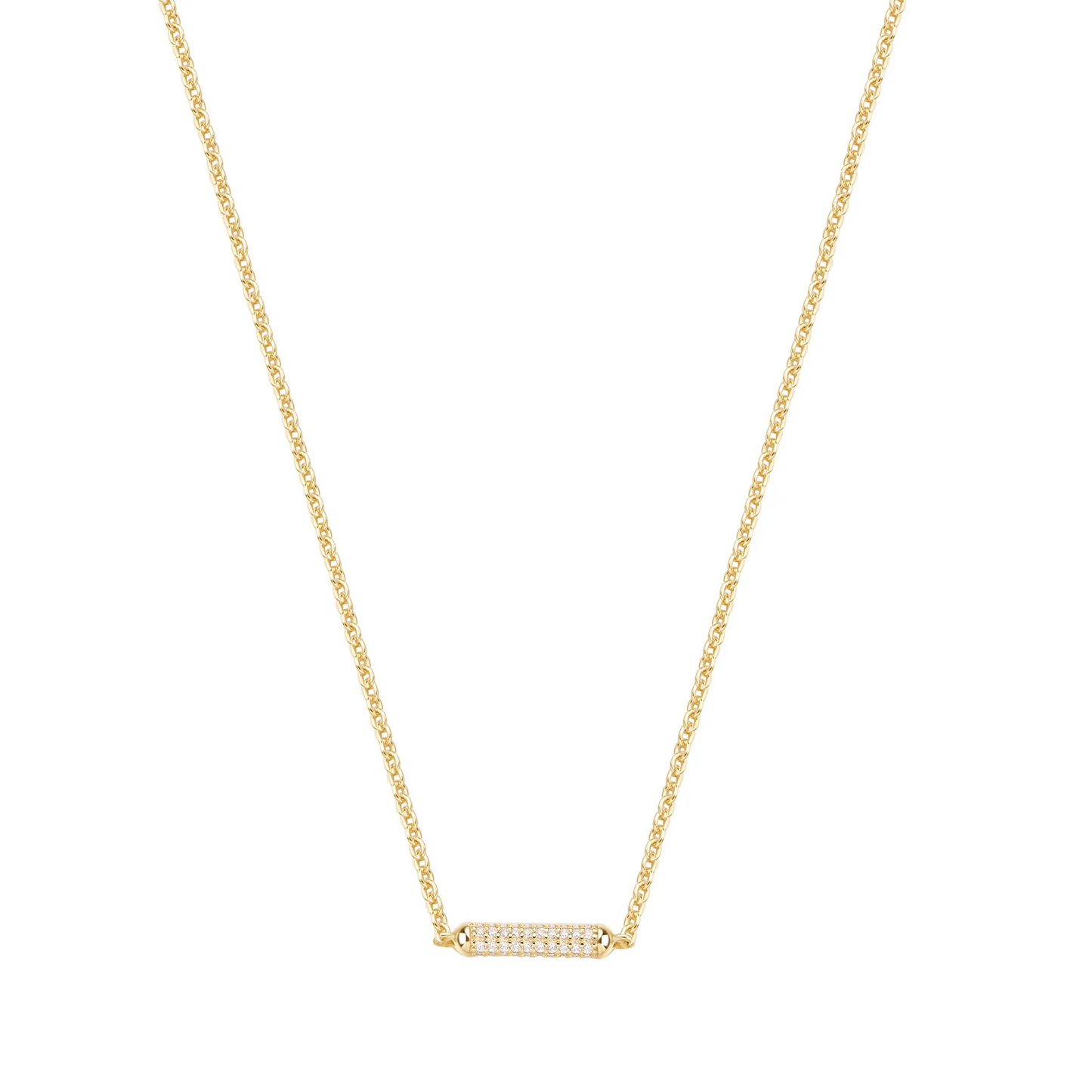 Cubic Zirconia Bianca Bar Necklace in Gold Plated Sterling Silver