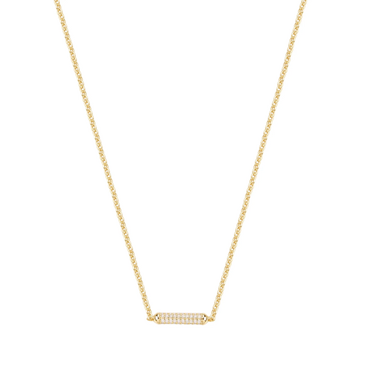 Cubic Zirconia Bianca Bar Necklace in Gold Plated Sterling Silver
