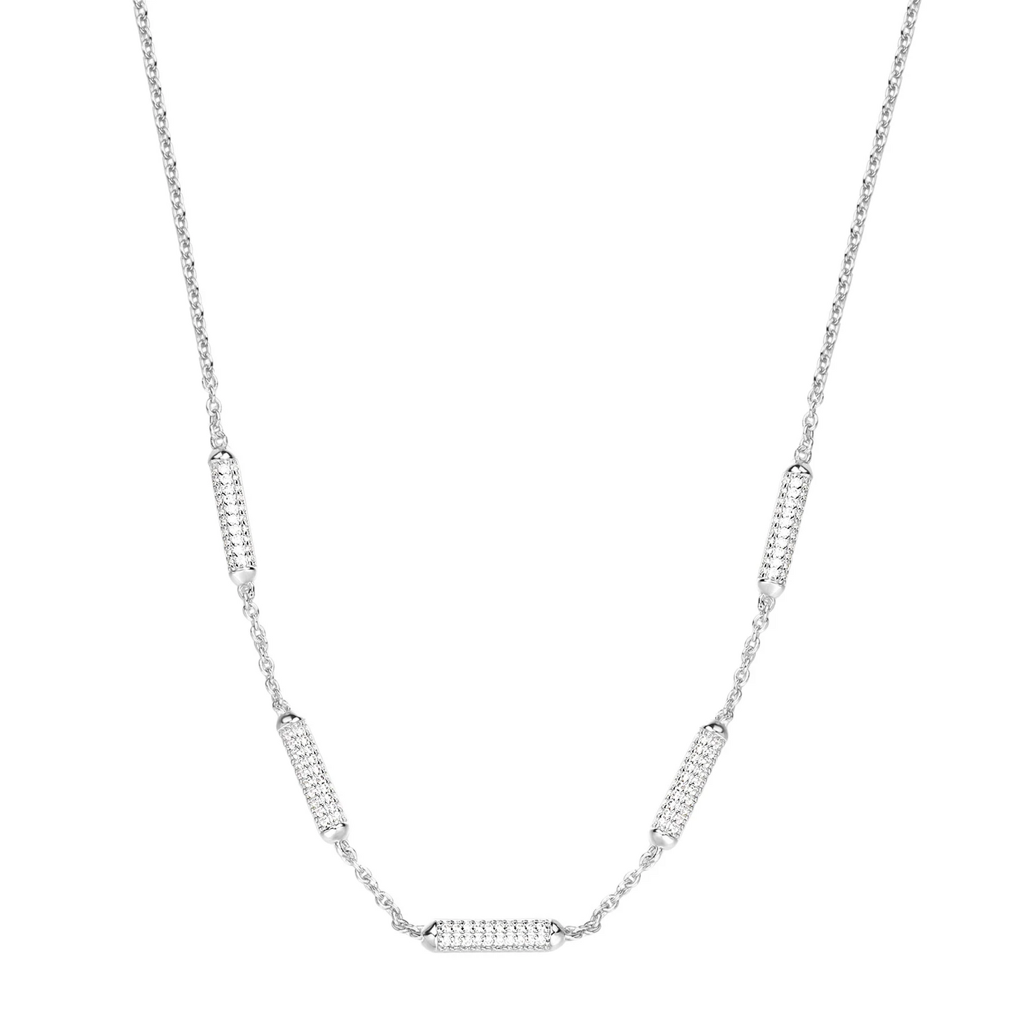 Cubic Zirconia Bianca Barrel Station Necklace Sterling Silver