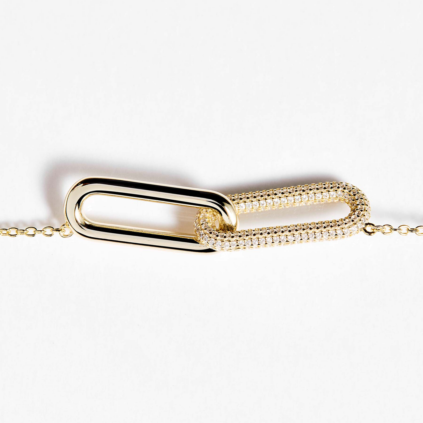 Cubic Zirconia Bianca Interlocking Necklace in Gold Plated Sterling Silver