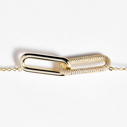 Cubic Zirconia Bianca Interlocking Necklace in Gold Plated Sterling Silver