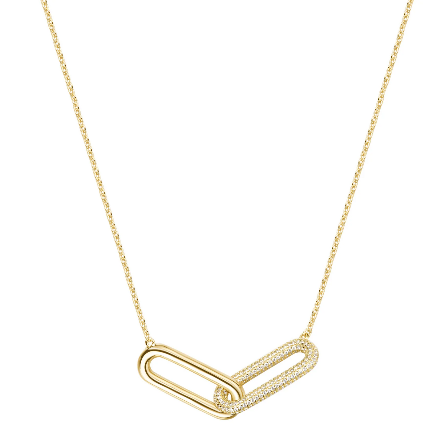 Cubic Zirconia Bianca Interlocking Necklace in Gold Plated Sterling Silver