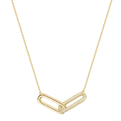 Cubic Zirconia Bianca Interlocking Necklace in Gold Plated Sterling Silver