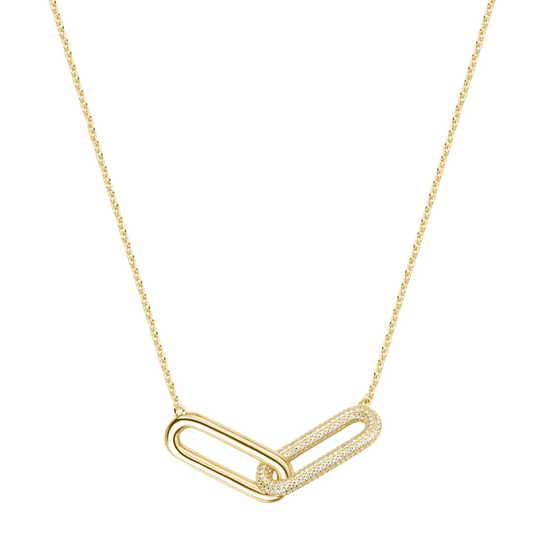 Cubic Zirconia Bianca Interlocking Necklace in Gold Plated Sterling Silver