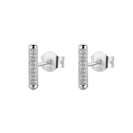 Cubic Zirconia Bianca Small Bar Earrings in Sterling Silver