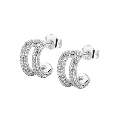 Cubic Zirconia Bianca Double Row Hoop Earrings in Sterling Silver