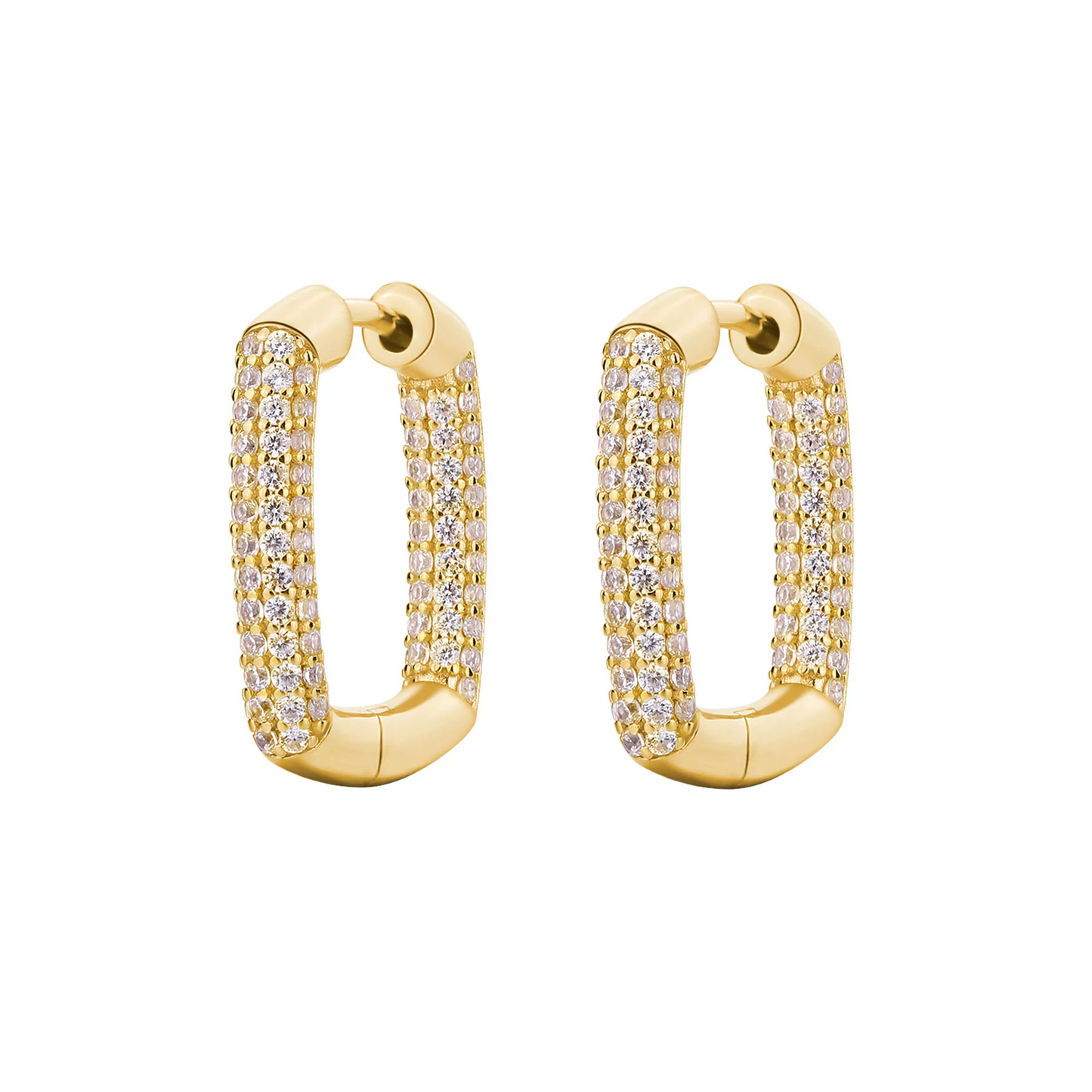 Cubic Zirconia Bianca Square Hoop Earrings in Gold Plated Sterling Silver