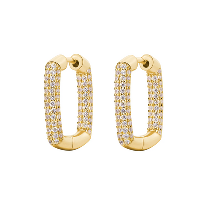 Cubic Zirconia Bianca Square Hoop Earrings in Gold Plated Sterling Silver