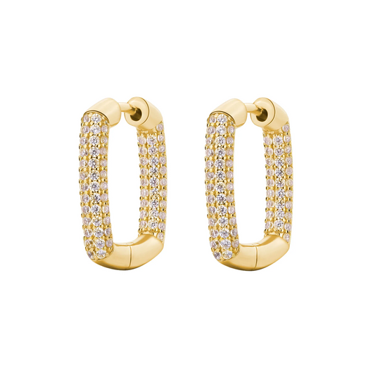 Cubic Zirconia Bianca Square Hoop Earrings in Gold Plated Sterling Silver