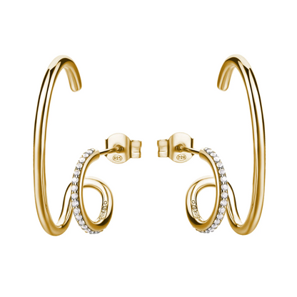 Cubic Zirconia Bianca Double Earrings in Gold Plated Sterling Silver