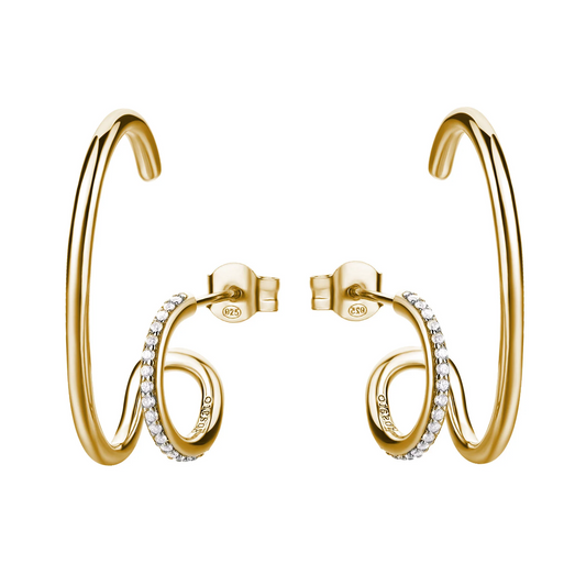 Cubic Zirconia Bianca Double Earrings in Gold Plated Sterling Silver