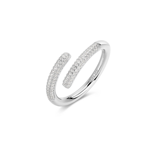 Cubic Zirconia Bianca Bypass Ring in Sterling Silver
