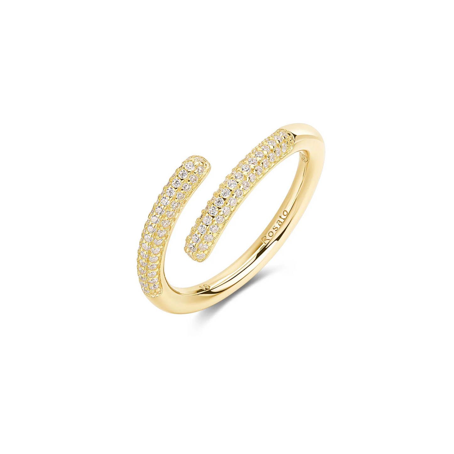 Cubic Zirconia Bianca Bypass Ring in Gold Plated Sterling Silver
