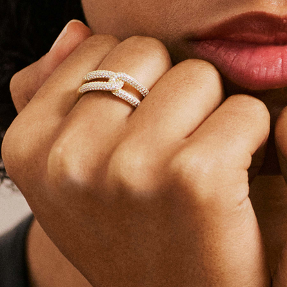 Cubic Zirconia Bianca Knot Band in Gold Plated Sterling Silver