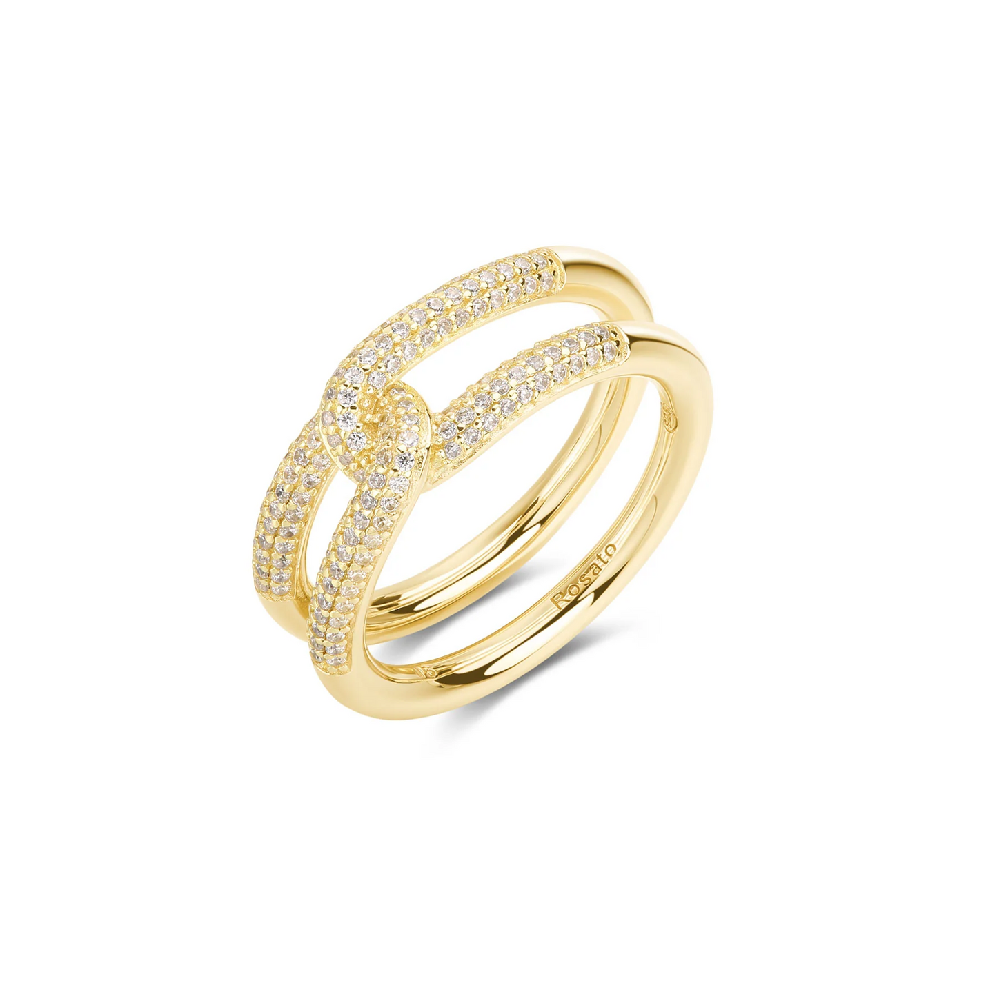 Cubic Zirconia Bianca Knot Band in Gold Plated Sterling Silver