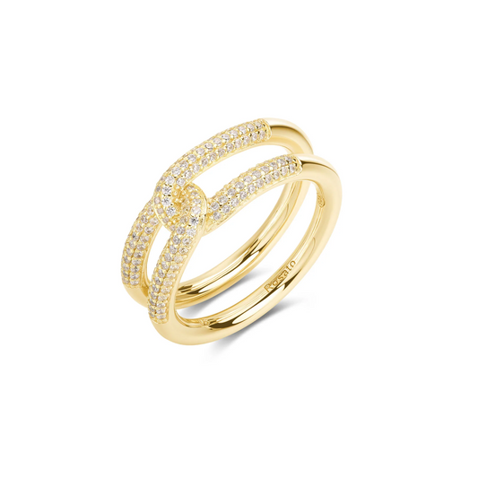 Cubic Zirconia Bianca Knot Band in Gold Plated Sterling Silver