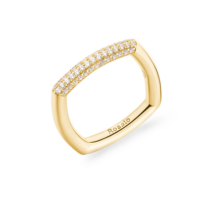Cubic Zirconia Bianca Square Ring in Gold Plated Sterling Silver