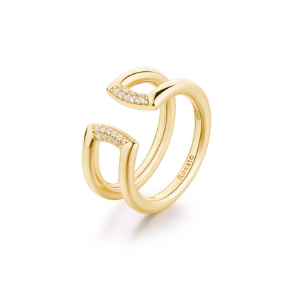 Cubic Zirconia Bianca Open Top Ring in Gold Plated Sterling Silver