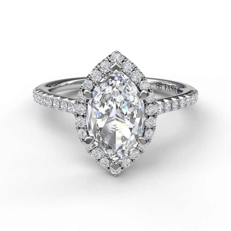 Diamond Marquise Halo Engagement Ring in 14K White Gold