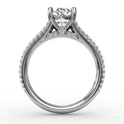 Diamond Triple-Row Engagement Ring in 14K White Gold