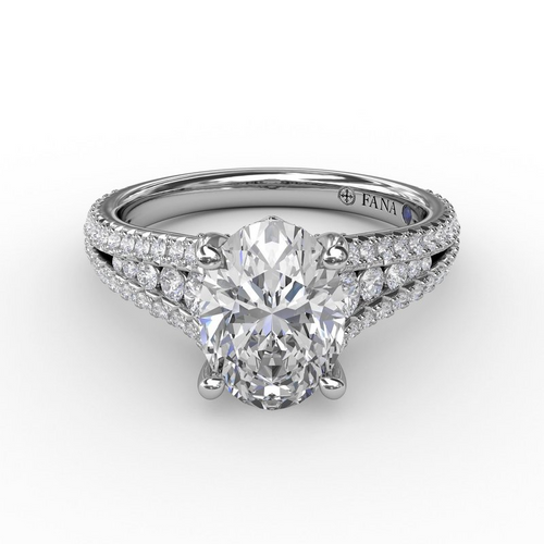 Diamond Triple-Row Engagement Ring in 14K White Gold