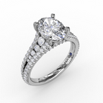 Diamond Triple-Row Engagement Ring in 14K White Gold