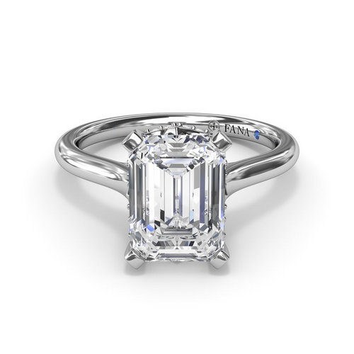 Diamond Emerald Cut Engagement Ring in 14K White Gold