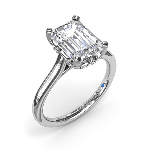 Diamond Emerald Cut Engagement Ring in 14K White Gold