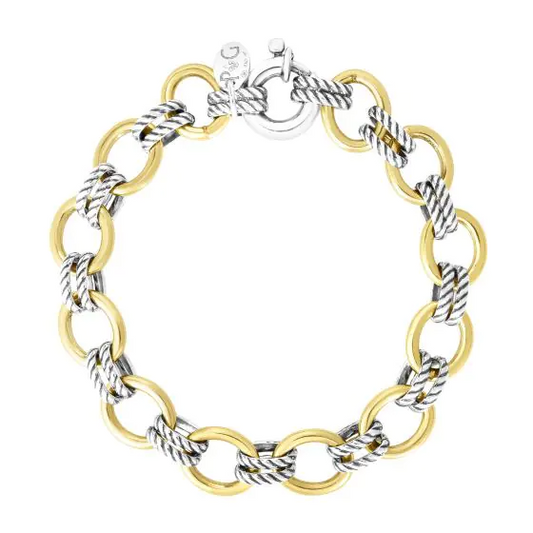 Doppia Link Bracelet in Sterling Silver & 18K Yellow Gold