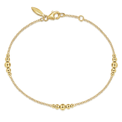 Graduating Bead Station Bracelet in 14K Yellow Gold