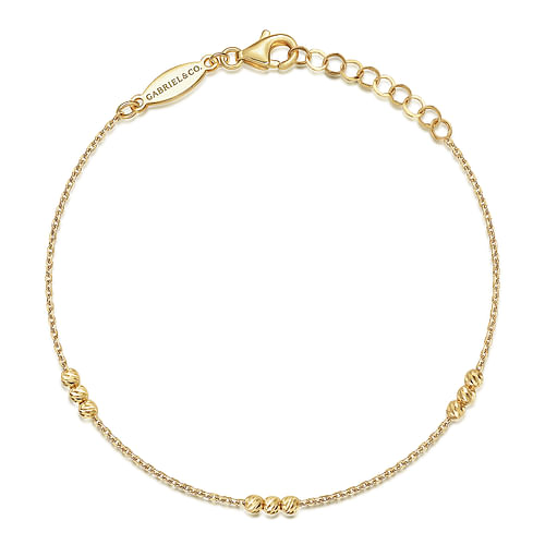 Beaded Station Bracelet in 14K Yellow Gold
