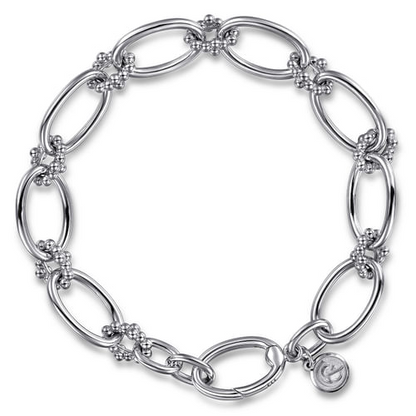 Oval Textured Link Bracelet in Sterling Silver