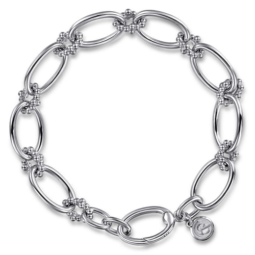 Oval Textured Link Bracelet in Sterling Silver