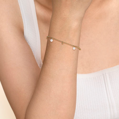 Pearl Station Bracelet in 14K Yellow Gold
