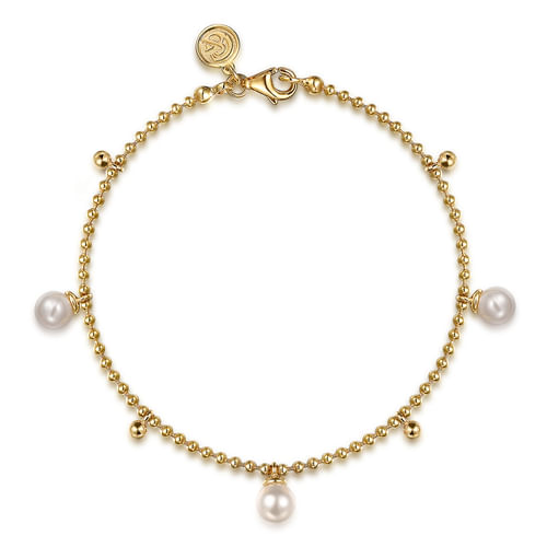 Pearl Station Bracelet in 14K Yellow Gold