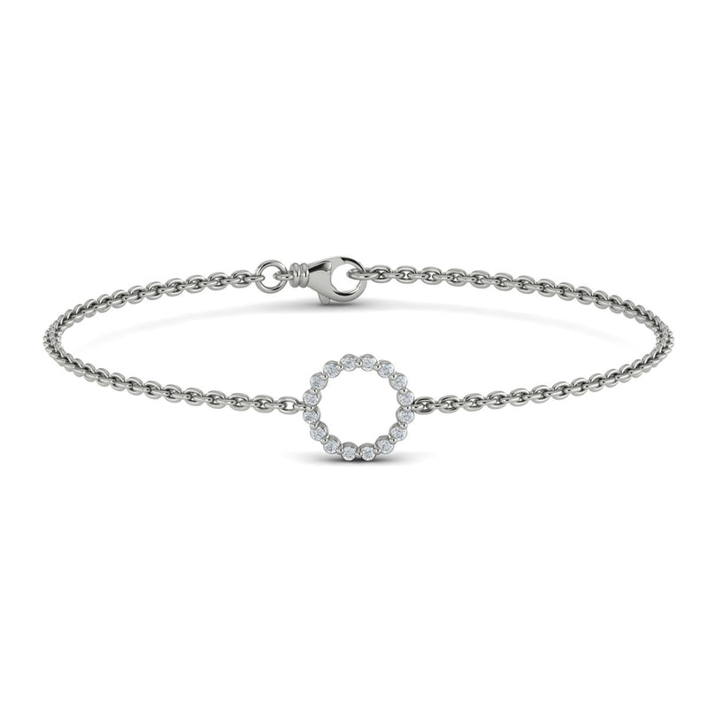 Diamond Open Circle Bracelet in 14K White Gold