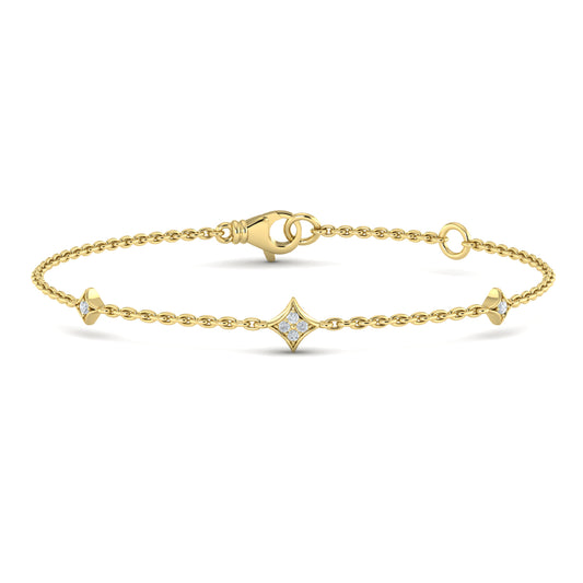 Diamond Station Bracelet in 14K Yellow Gold