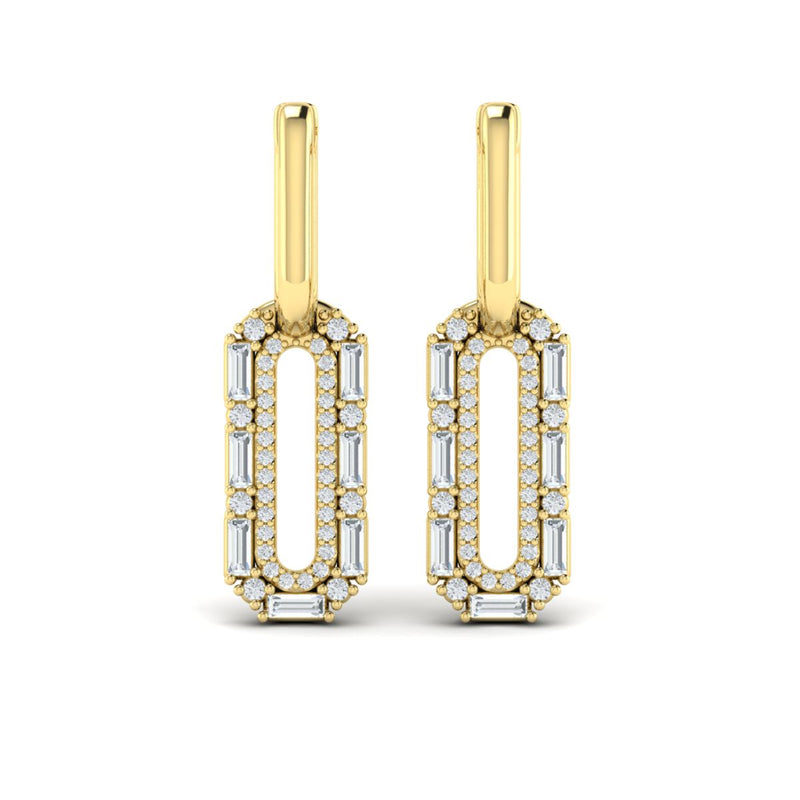 Diamond Paperclip Drop Earrings in 14K Yellow Gold