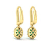 Emerald & Diamond Drop Earrings in 14K Yellow Gold