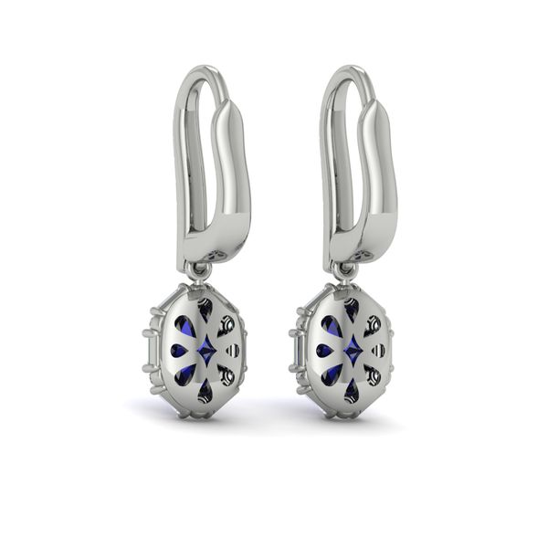 Sapphire & Diamond Drop Earrings in 14K White Gold