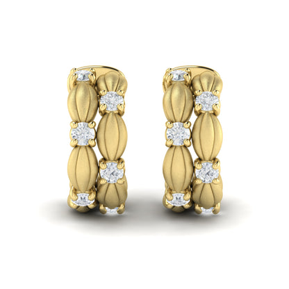 Diamond Tufted Hoop Earrings in 14K Yellow Gold