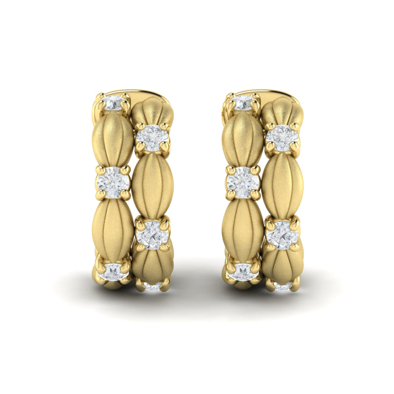 Diamond Tufted Hoop Earrings in 14K Yellow Gold