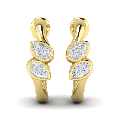 Diamond Bezel Half Hoop Earrings in 14K Yellow Gold