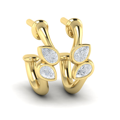 Diamond Bezel Half Hoop Earrings in 14K Yellow Gold