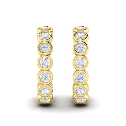 Diamond Bezel Half Hoop Earrings in 14K Yellow Gold