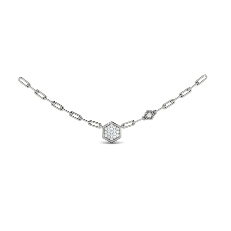 Diamond Station Necklace in 14K White Gold