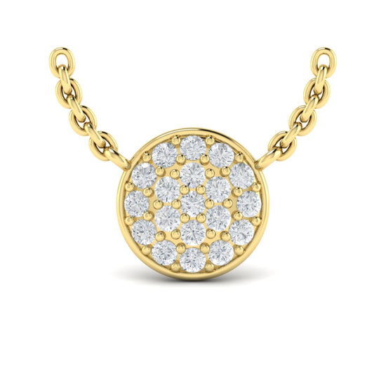 Diamond Pave Disc Necklace in 14K Yellow Gold
